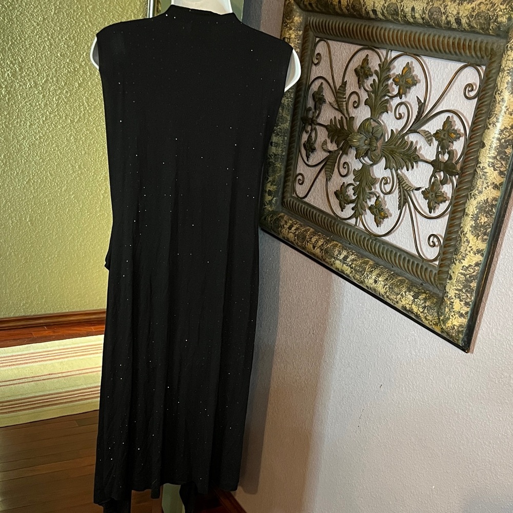 ❇️NWOT Vocal Vest Long Black Glittery Open Front Sz OS - Picture 9 of 16